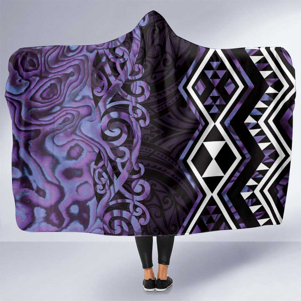 Purple Aotearoa Hooded Blanket Taniko Motifs With Paua Shell Kowhaiwhai LT14 One Size Purple - Polynesian Pride