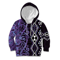 Purple Aotearoa Kid Hoodie Taniko Motifs With Paua Shell Kowhaiwhai LT14 Hoodie Purple - Polynesian Pride