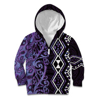 Purple Aotearoa Kid Hoodie Taniko Motifs With Paua Shell Kowhaiwhai LT14 Zip Hoodie Purple - Polynesian Pride