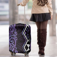 Purple Aotearoa Luggage Cover Taniko Motifs With Paua Shell Kowhaiwhai