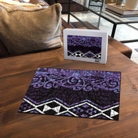 Purple Aotearoa Puzzle Taniko Motifs With Paua Shell Kowhaiwhai - Polynesian Pride