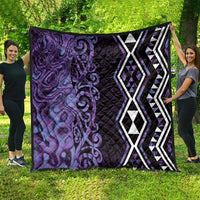 Purple Aotearoa Quilt Taniko Motifs With Paua Shell Kowhaiwhai LT14 - Polynesian Pride