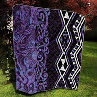 Purple Aotearoa Quilt Taniko Motifs With Paua Shell Kowhaiwhai LT14 - Polynesian Pride