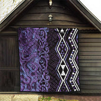Purple Aotearoa Quilt Taniko Motifs With Paua Shell Kowhaiwhai LT14 - Polynesian Pride