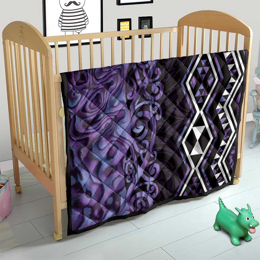 Purple Aotearoa Quilt Taniko Motifs With Paua Shell Kowhaiwhai LT14 - Polynesian Pride