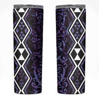 Purple Aotearoa Skinny Tumbler Taniko Motifs With Paua Shell Kowhaiwhai