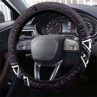 Purple Aotearoa Steering Wheel Cover Taniko Motifs With Paua Shell Kowhaiwhai