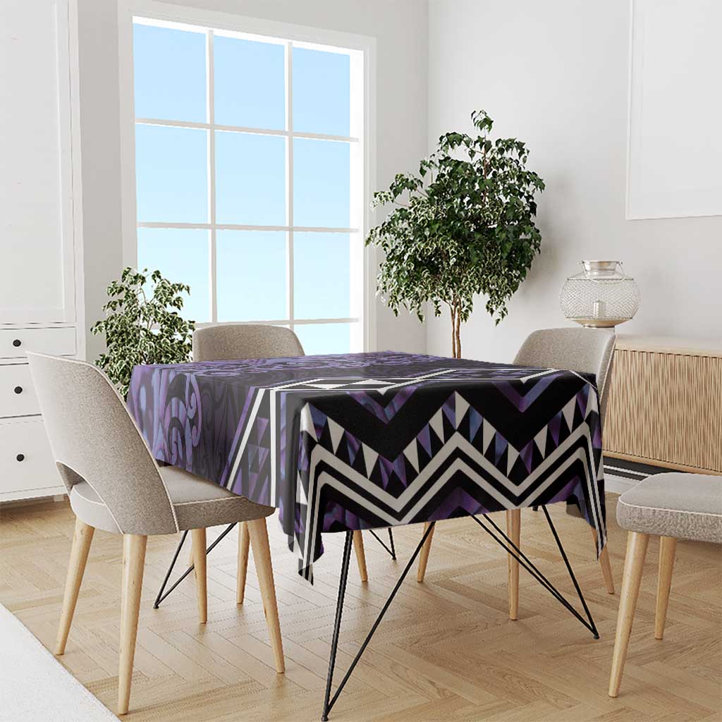 Purple Aotearoa Tablecloth Taniko Motifs With Paua Shell Kowhaiwhai