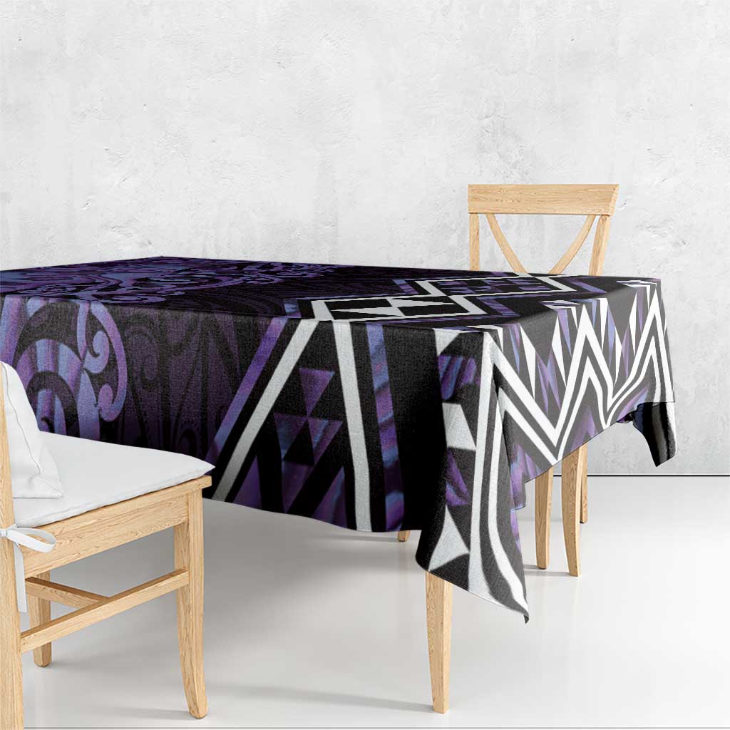 Purple Aotearoa Tablecloth Taniko Motifs With Paua Shell Kowhaiwhai