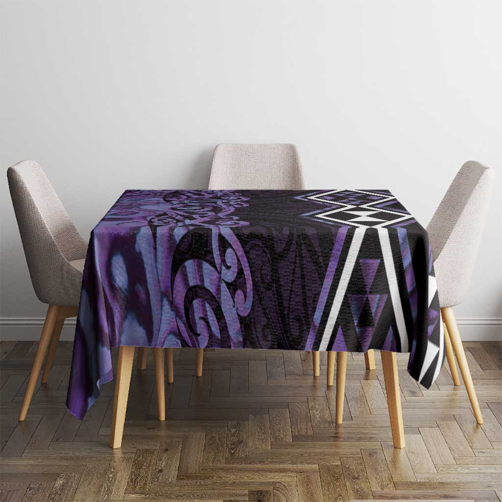 Purple Aotearoa Tablecloth Taniko Motifs With Paua Shell Kowhaiwhai