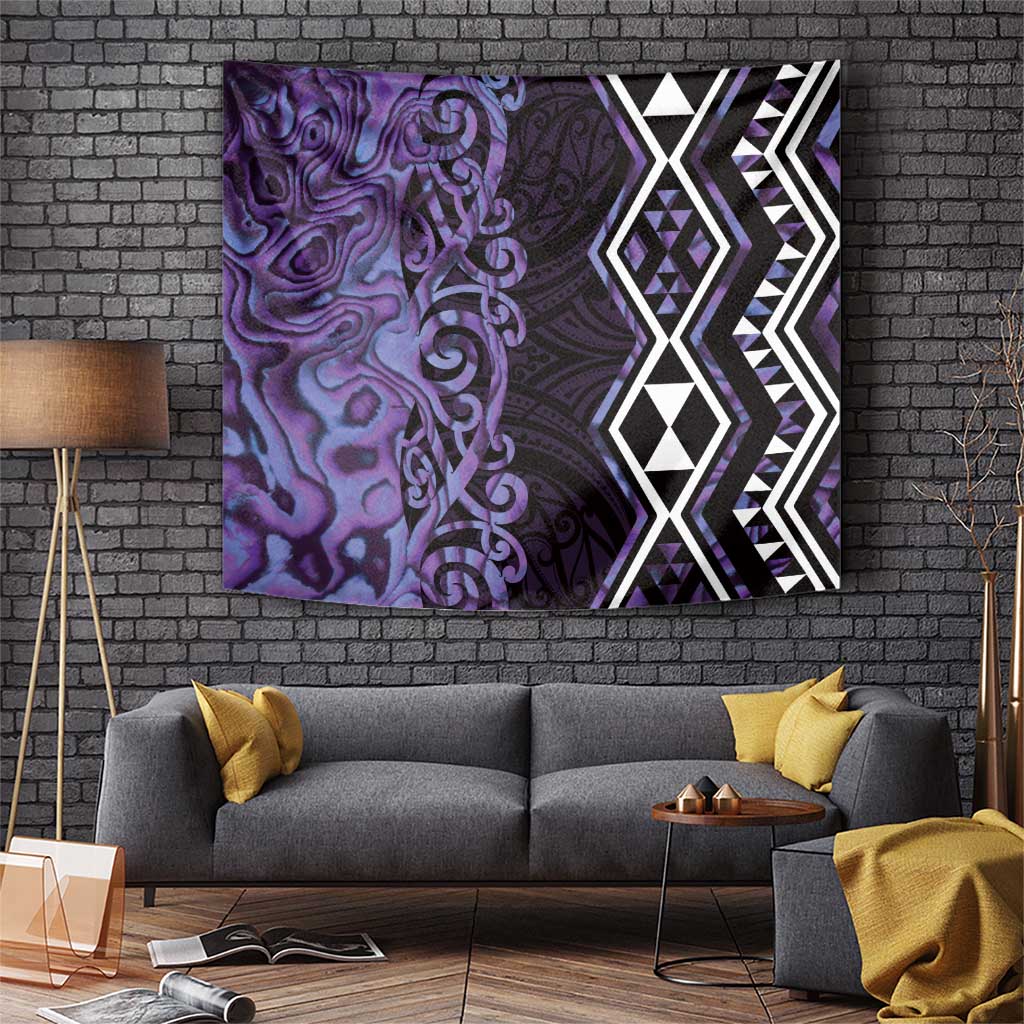 Purple Aotearoa Tapestry Taniko Motifs With Paua Shell Kowhaiwhai LT14 Purple - Polynesian Pride