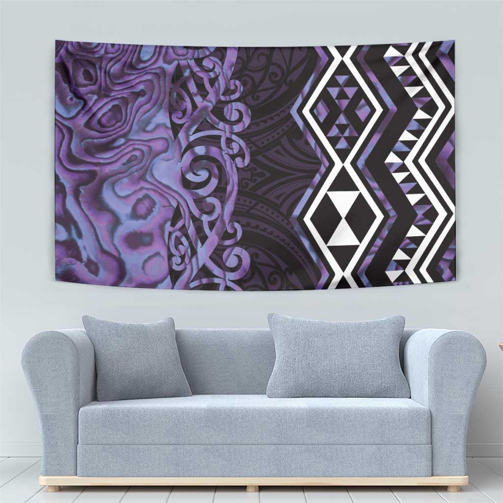 Purple Aotearoa Tapestry Taniko Motifs With Paua Shell Kowhaiwhai LT14 - Polynesian Pride