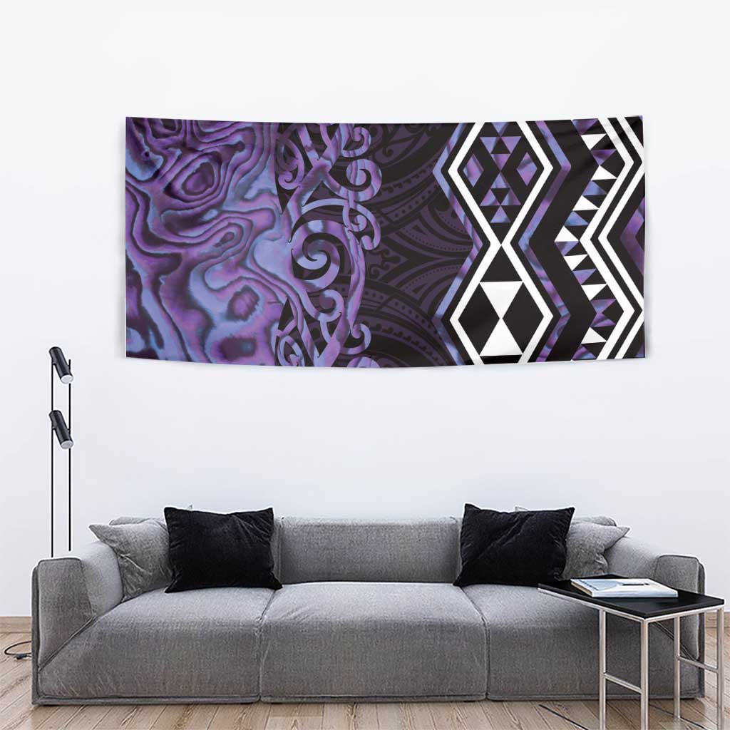 Purple Aotearoa Tapestry Taniko Motifs With Paua Shell Kowhaiwhai LT14 - Polynesian Pride