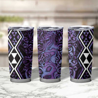 Purple Aotearoa Tumbler Cup Taniko Motifs With Paua Shell Kowhaiwhai