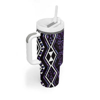 Purple Aotearoa Tumbler With Handle Taniko Motifs With Paua Shell Kowhaiwhai