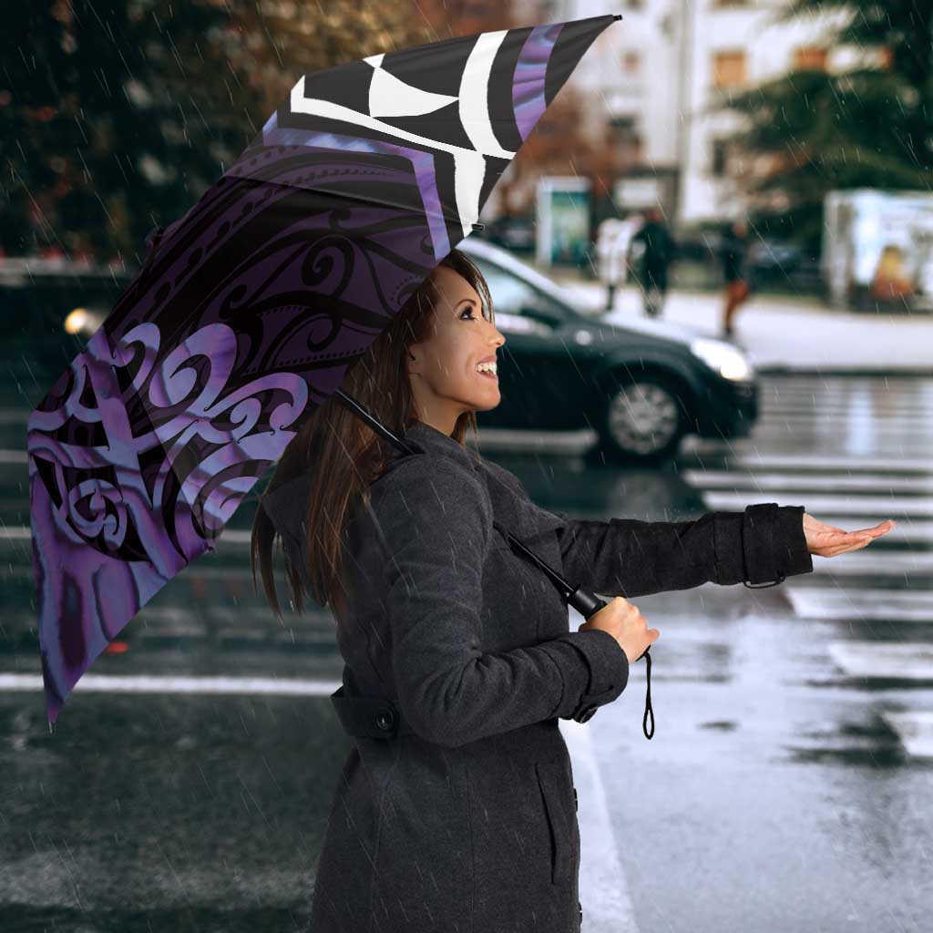 Purple Aotearoa Umbrella Taniko Motifs With Paua Shell Kowhaiwhai - Polynesian Pride