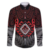 Aotearoa Kiwi Taniko Family Matching Tank Maxi Dress and Hawaiian Shirt Silver Fern With Maori Koru Pattern