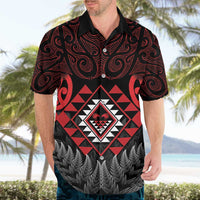 Aotearoa Kiwi Taniko Hawaiian Shirt Silver Fern With Maori Koru Pattern