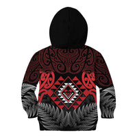 Aotearoa Kiwi Taniko Kid Hoodie Silver Fern With Maori Koru Pattern LT14 - Polynesian Pride