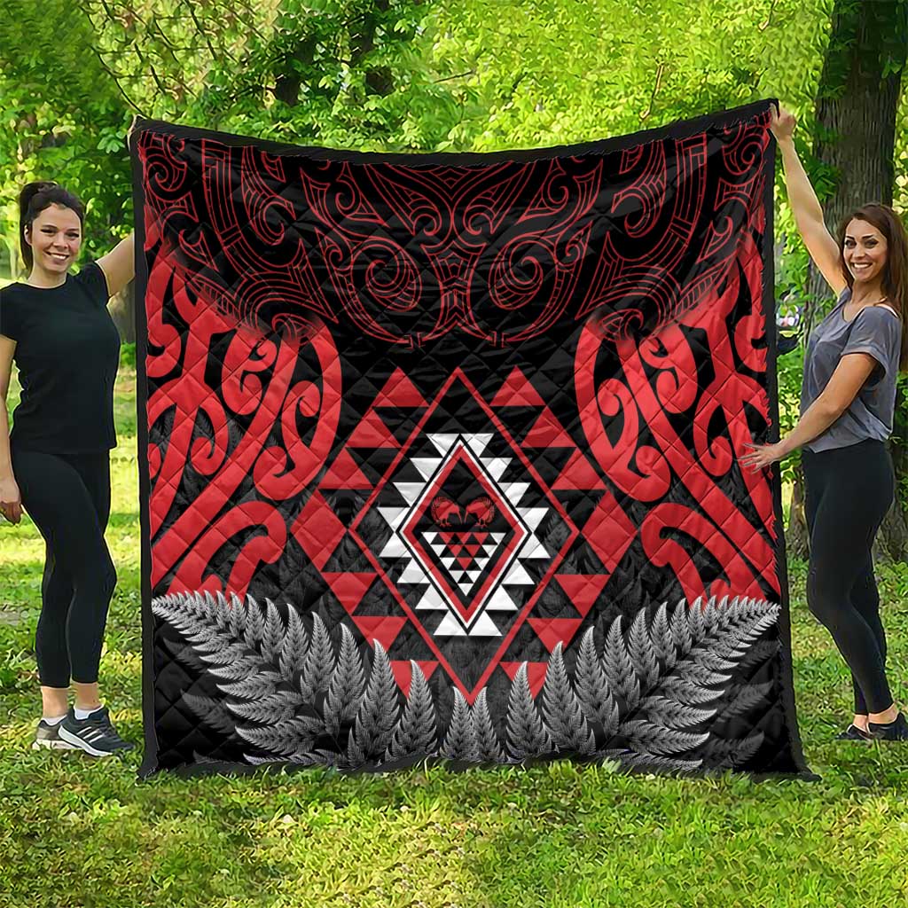Aotearoa Kiwi Taniko Quilt Silver Fern With Maori Koru Pattern LT14 - Polynesian Pride