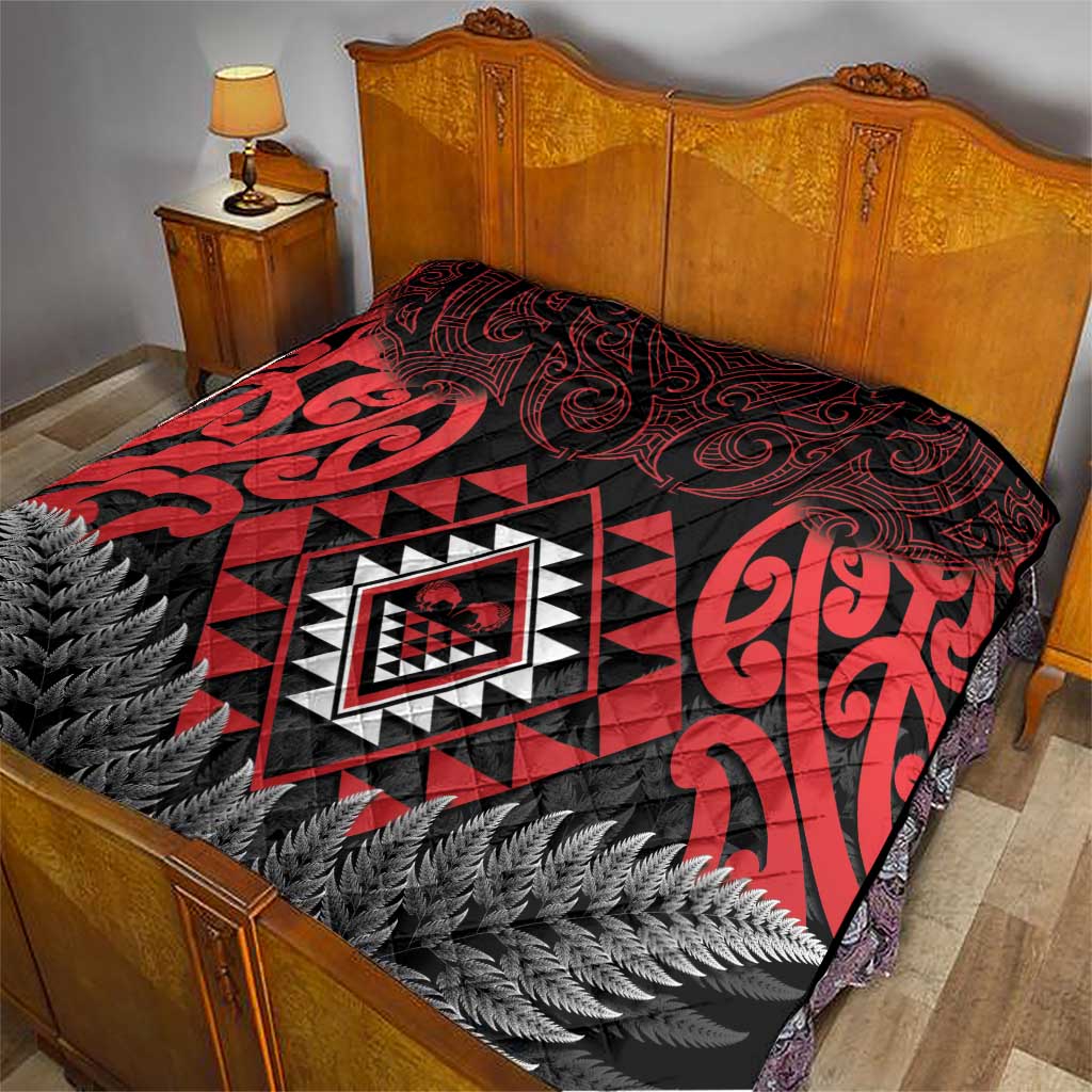 Aotearoa Kiwi Taniko Quilt Silver Fern With Maori Koru Pattern LT14 - Polynesian Pride