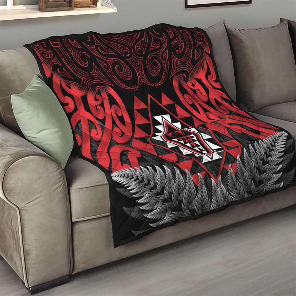 Aotearoa Kiwi Taniko Quilt Silver Fern With Maori Koru Pattern LT14 - Polynesian Pride