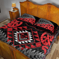 Aotearoa Kiwi Taniko Quilt Bed Set Silver Fern With Maori Koru Pattern