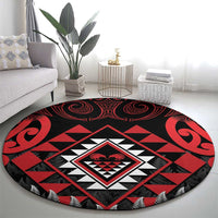 Aotearoa Kiwi Taniko Round Carpet Silver Fern With Maori Koru Pattern LT14 - Polynesian Pride