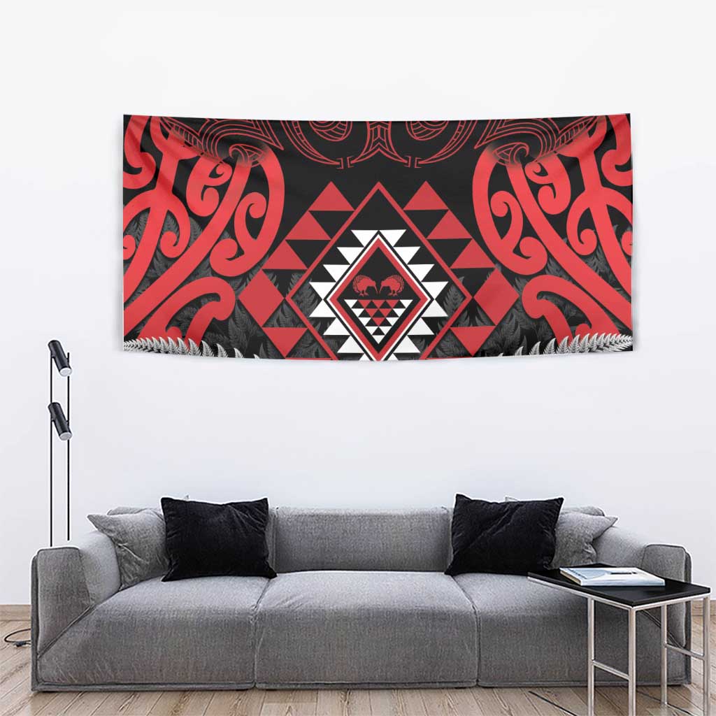 Aotearoa Kiwi Taniko Tapestry Silver Fern With Maori Koru Pattern LT14 - Polynesian Pride