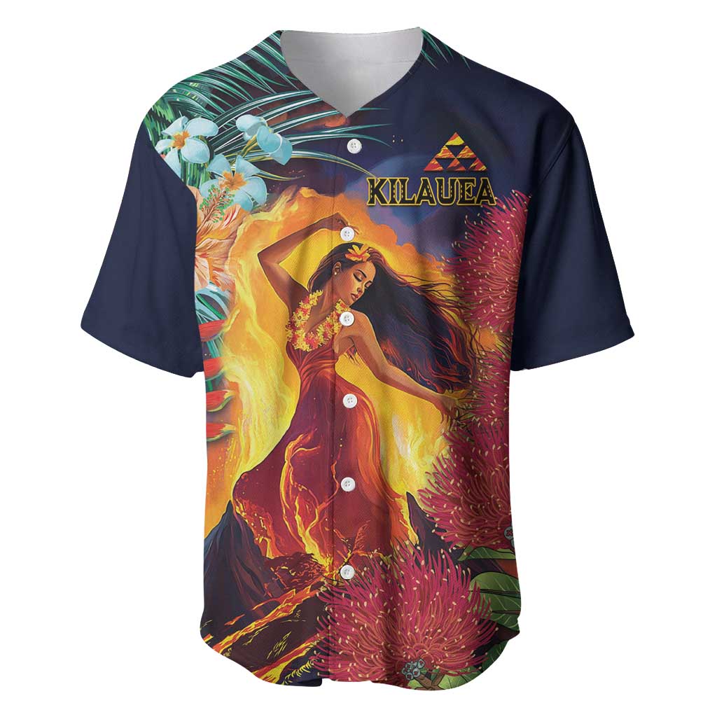 Hawaii Kilauea Big Islands Baseball Jersey Pele Goddess With Tropical Flowers LT14 Art - Polynesian Pride