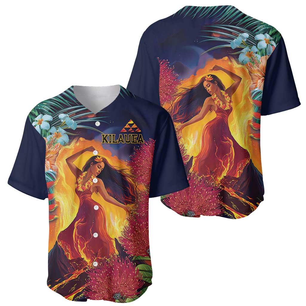 Hawaii Kilauea Big Islands Baseball Jersey Pele Goddess With Tropical Flowers LT14 - Polynesian Pride
