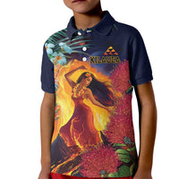 Hawaii Kilauea Big Islands Kid Polo Shirt Pele Goddess With Tropical Flowers LT14 Kid Art - Polynesian Pride