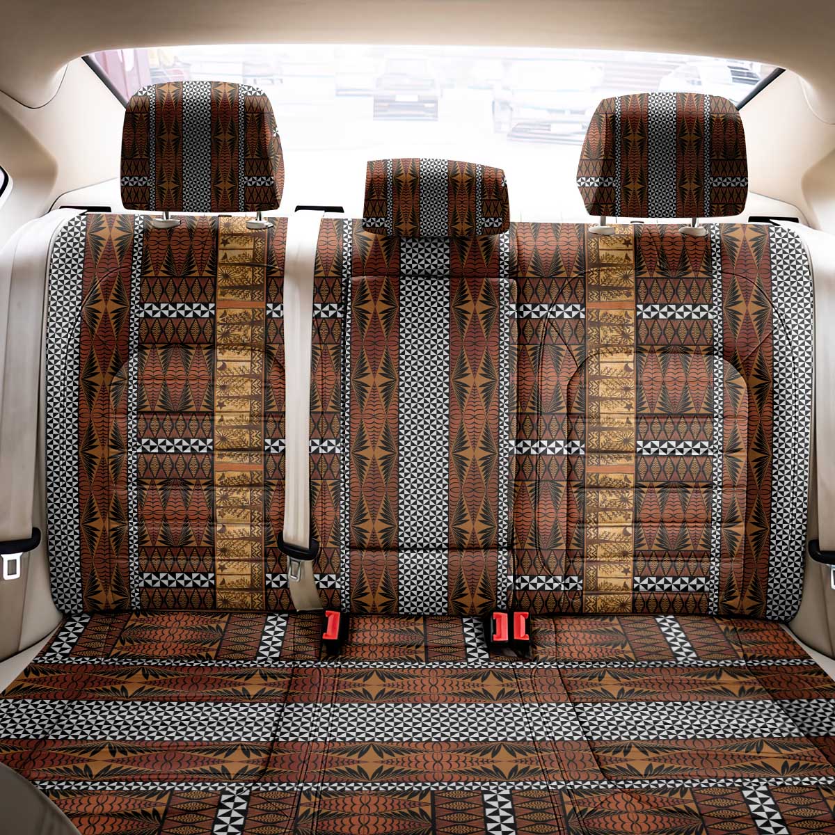 Malo e Lelei Tonga Back Car Seat Cover Tongan Ngatu Tapa Cloth LT14 - Polynesian Pride