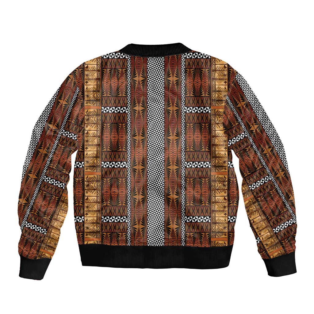 Malo e Lelei Tonga Bomber Jacket Tongan Ngatu Tapa Cloth LT14 - Polynesian Pride