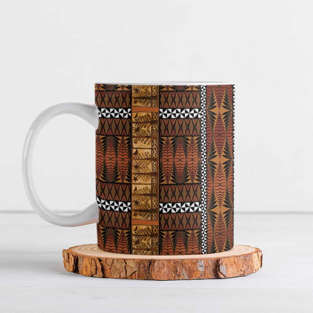 Malo e Lelei Tonga Ceramic Mug Tongan Ngatu Tapa Cloth LT14 Orange - Polynesian Pride
