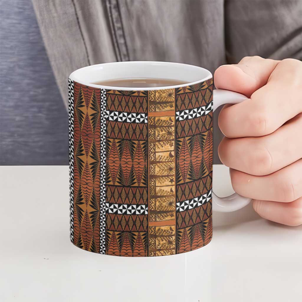 Malo e Lelei Tonga Ceramic Mug Tongan Ngatu Tapa Cloth LT14 - Polynesian Pride