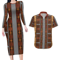 Malo e Lelei Tonga Couples Matching Long Sleeve Bodycon Dress and Hawaiian Shirt Tongan Ngatu Tapa Cloth - Polynesian Pride