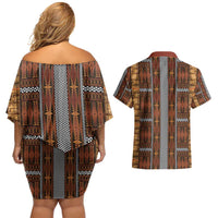 Malo e Lelei Tonga Couples Matching Off Shoulder Short Dress and Hawaiian Shirt Tongan Ngatu Tapa Cloth LT14 - Polynesian Pride