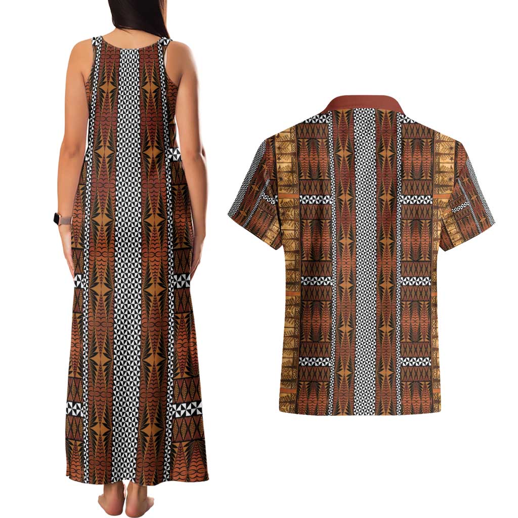 Malo e Lelei Tonga Couples Matching Tank Maxi Dress and Hawaiian Shirt Tongan Ngatu Tapa Cloth - Polynesian Pride
