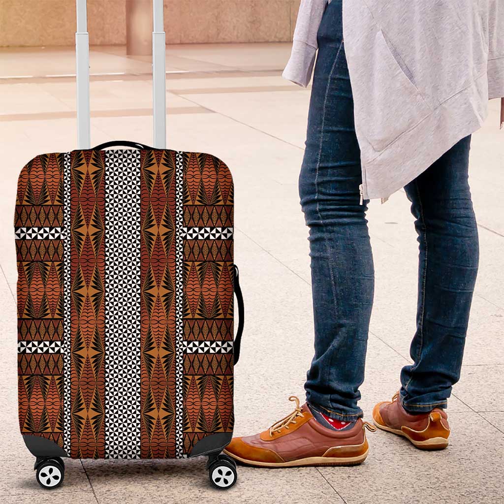 Malo e Lelei Tonga Luggage Cover Tongan Ngatu Tapa Cloth LT14 Orange - Polynesian Pride