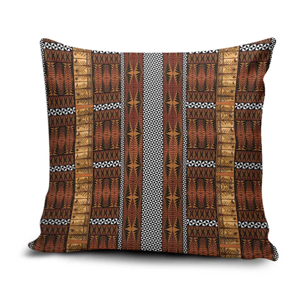 Malo e Lelei Tonga Pillow Cover Tongan Ngatu Tapa Cloth LT14 Orange - Polynesian Pride