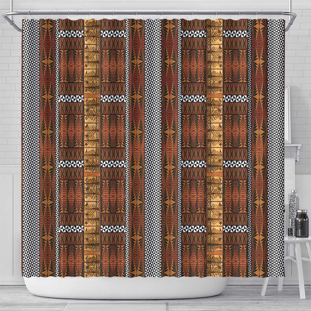Malo e Lelei Tonga Shower Curtain Tongan Ngatu Tapa Cloth LT14 - Polynesian Pride