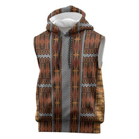 Malo e Lelei Tonga Sleeveless Hoodie Tongan Ngatu Tapa Cloth LT14 Orange - Polynesian Pride