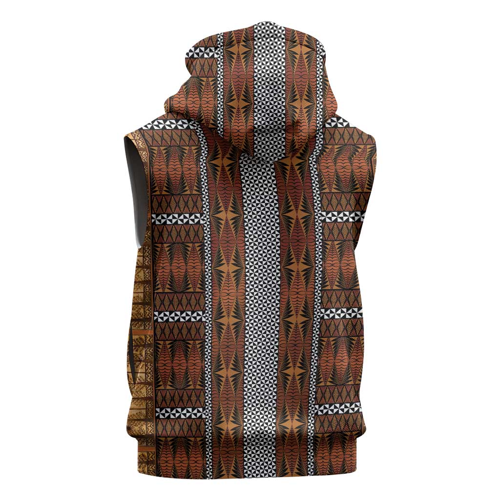 Malo e Lelei Tonga Sleeveless Hoodie Tongan Ngatu Tapa Cloth LT14 - Polynesian Pride