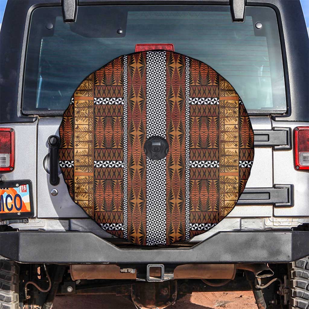 Malo e Lelei Tonga Spare Tire Cover Tongan Ngatu Tapa Cloth LT14 Orange - Polynesian Pride