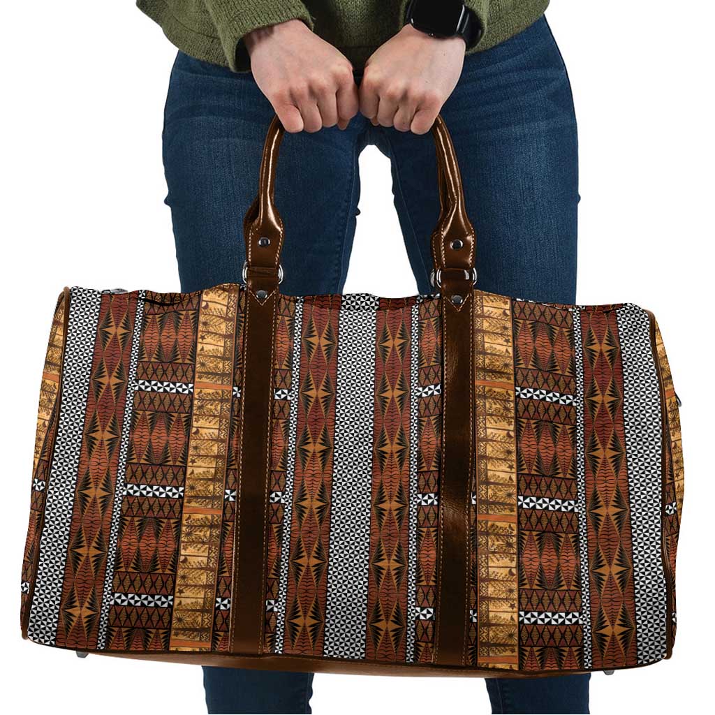Malo e Lelei Tonga Travel Bag Tongan Ngatu Tapa Cloth LT14 Orange - Polynesian Pride