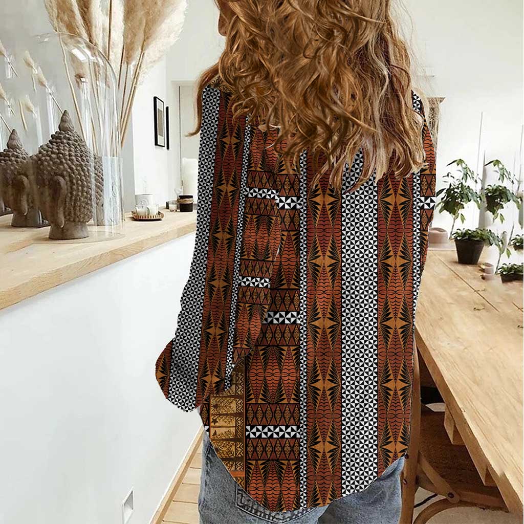Malo e Lelei Tonga Women Casual Shirt Tongan Ngatu Tapa Cloth LT14 - Polynesian Pride