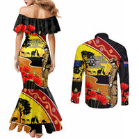 New Zealand And Australia ANZAC Day Couples Matching Mermaid Dress and Long Sleeve Button Shirt Aboriginal Maori Starring Night Style LT14 - Polynesian Pride