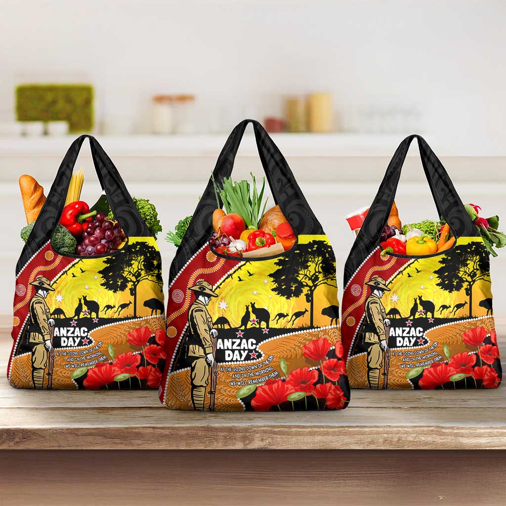 New Zealand And Australia ANZAC Day Grocery Bag Aboriginal Maori Starring Night Style
