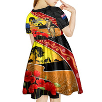 New Zealand And Australia ANZAC Day Kid Short Sleeve Dress Aboriginal Maori Starring Night Style LT14 - Polynesian Pride